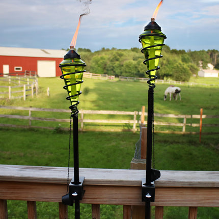 Sunnydaze Adjustable Height Metal Swirl with Glass Outdoor Lawn Patio Torch, Set of 2