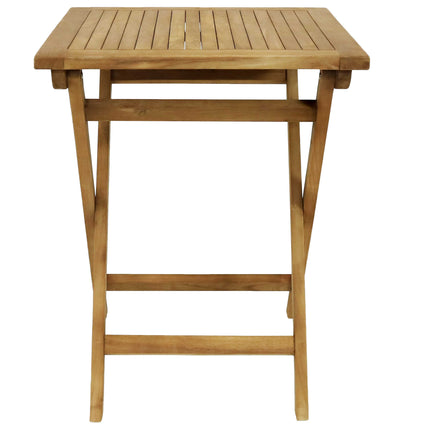 Sunnydaze Square Solid Teak Casual Outdoor Dining Table - 24-Inch - Light Wood Stain Finish