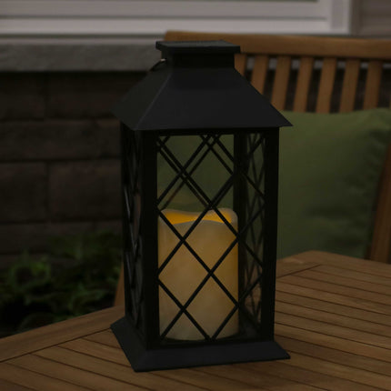 Sunnydaze Concord Outdoor Solar LED Decorative Candle Lantern, 11-Inch