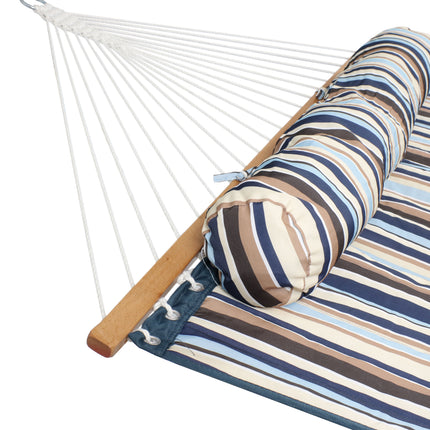 Sunnydaze 2 Person Quilted Fabric Hammock with Spreader Bars, Ocean Isle