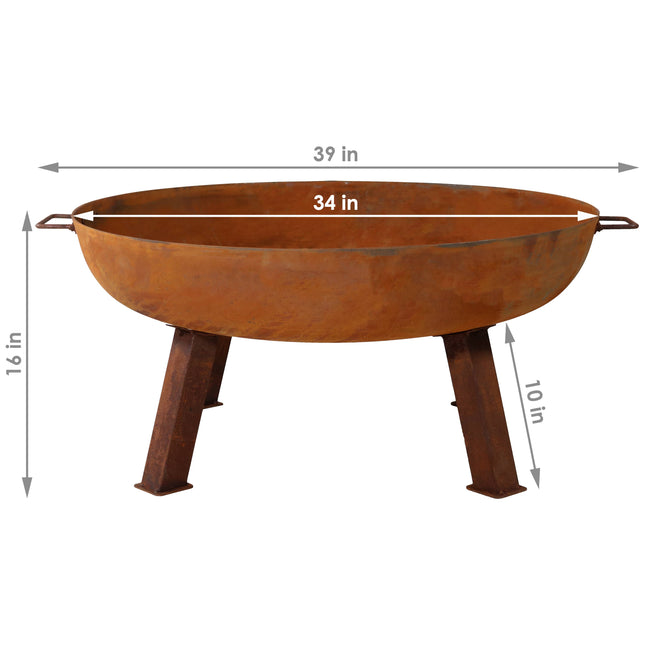 Sunnydaze Rustic Cast Iron Fire Pit Bowl