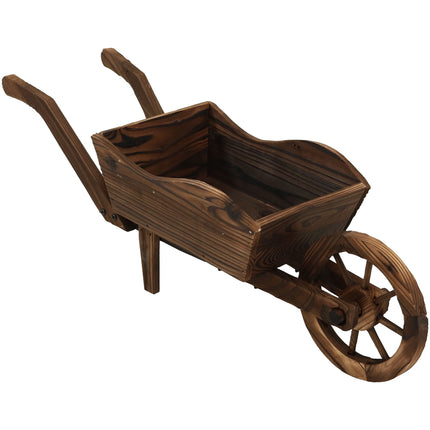 Sunnydaze Wooden Decorative Wheelbarrow Planter, for Patio, Lawn and Garden - 35 x 10 x 11 Inches