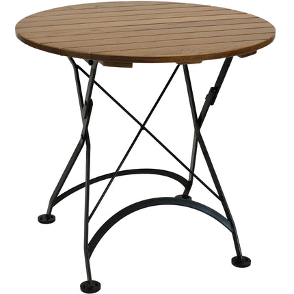 Sunnydaze European Chestnut Wood Folding Round Bistro Table, 32-Inch Diameter