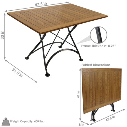 Sunnydaze European Chestnut Wood Folding Dining Table - 47" x 31"
