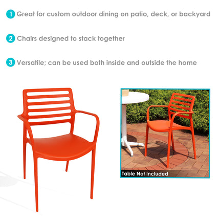 Sunnydaze Astana Plastic Outdoor Dining Chair - Slatted Design All-Weather Armchair - Commercial Grade - Indoor/Outdoor Use - Multiple Options Available