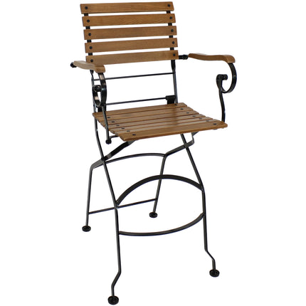 Sunnydaze Deluxe European Chestnut Wood 5-Piece Bar Height Folding Table and Bar Chair Set