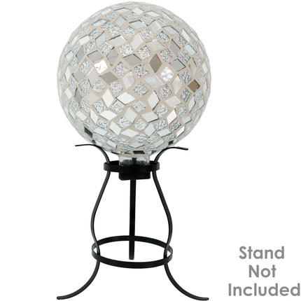 Sunnydaze Mirrored Diamond Mosaic Gazing Globe Ball, 10-Inch