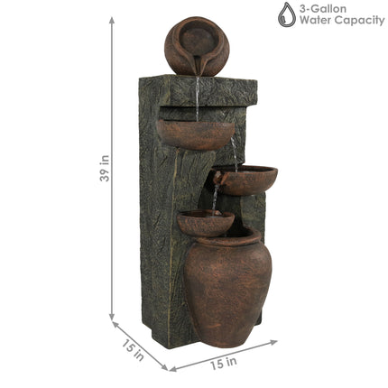 Sunnydaze Cascading Earthenware Pottery Stream Fountain, 39-Inch Tall