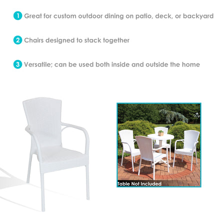 Sunnydaze Segesta Plastic Outdoor Dining Chair - Commercial Grade - Faux Wicker Design All-Weather Armchair - Indoor/Outdoor Use - Multiple Options Available