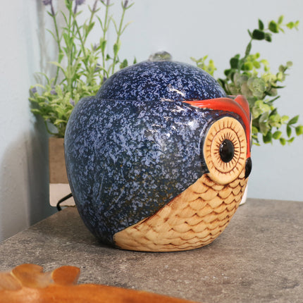 Sunnydaze Ceramic Owl Indoor Tabletop Water Fountain, 6-Inch