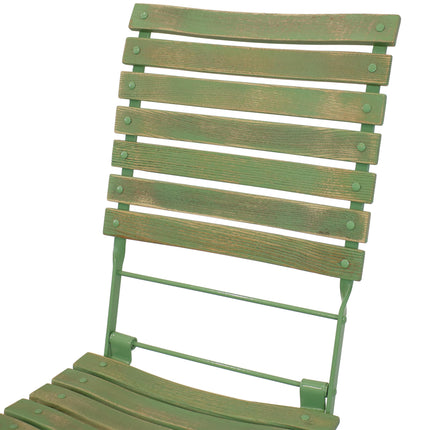Sunnydaze Cafe Couleur European Chestnut Wooden Folding Dining Chair, Portable, Green, Compact Side Chair Set