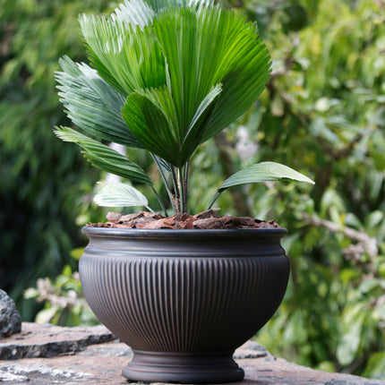 Sunnydaze Elizabeth Ribbed Urn Indoor/Outdoor Planter Pot, 16-Inch Diameter