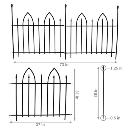 Sunnydaze 2-Piece Gothic Arch Garden Border Fence, 6 Feet Overall