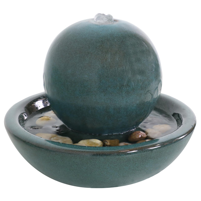 Sunnydaze Ceramic Orb Indoor Tabletop Water Fountain, 7 Inch