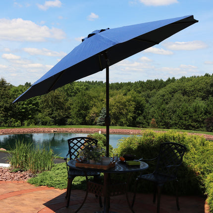 Sunnydaze 9-Foot Aluminum Spun-Poly Market Umbrella with Auto Tilt and Crank