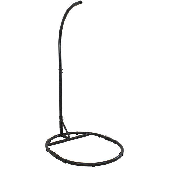 Sunnydaze Black Steel Hanging Egg Chair Stand with Extra-Wide Round Base, 76 Inches Tall