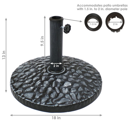 Sunnydaze Resin Patio Umbrella Base with Pebble Texture, 18-Inch Diameter