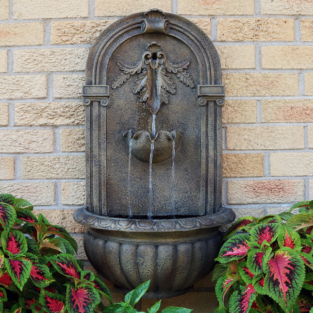 Sunnydaze Florence Solar Garden Outdoor Wall Fountain with Solar Pump and Panel