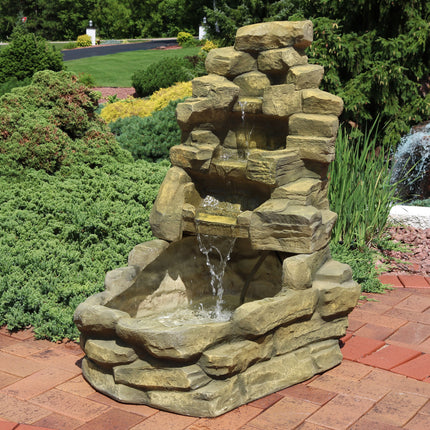 Sunnydaze Stone Falls Outdoor Fountain, 37 Inch Tall