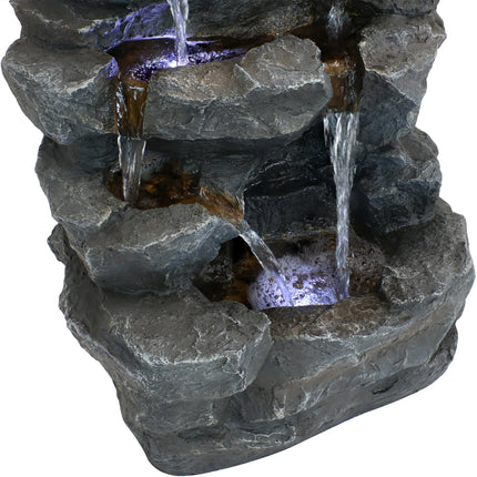 Sunnydaze Grotto Falls Water Fountain with LED Lights, 24-Inch