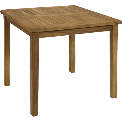 Sunnydaze  Solid Teak Outdoor Dining Table - Light Brown Wood Stain Finish - Square - 32 Inches Long