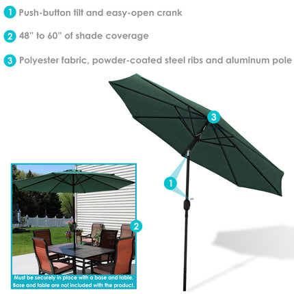 Sunnydaze Aluminum 9 Foot Patio Umbrella with Tilt & Crank