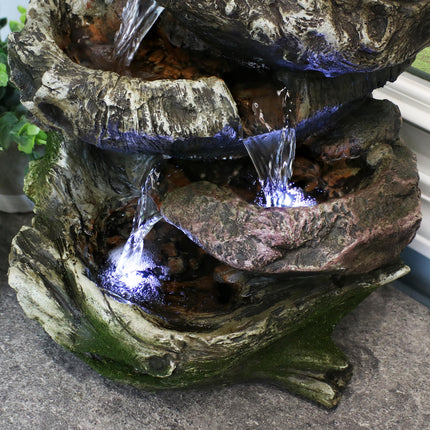 Sunnydaze 5-Step Rock Falls Tabletop Fountain with LED Lights, 14 Inch Tall