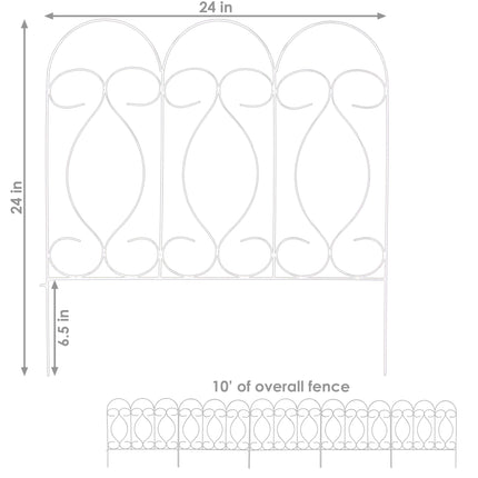Sunnydaze 5 Piece Traditional Border Fence Set 10 Overall Feet