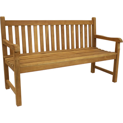 Sunnydaze  Solid Teak Outdoor Bench - Light Brown Wood Stain Finish - Mission Style - 59 Inches Long