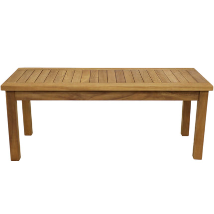 Sunnydaze  Solid Teak Outdoor Coffee Table - Light Brown Wood Stain Finish - Rectangular - 45 Inches Long