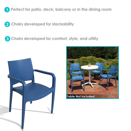 Sunnydaze Landon All-Weather Plastic Patio Dining Armchair Seat - Commercial Grade - Modern  Design - Indoor or Outdoor Use - Multiple Options Available