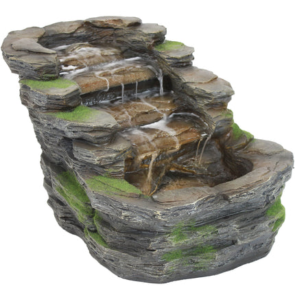 Sunnydaze Shale Falls Outdoor Fountain with LED Lights, 13-Inch