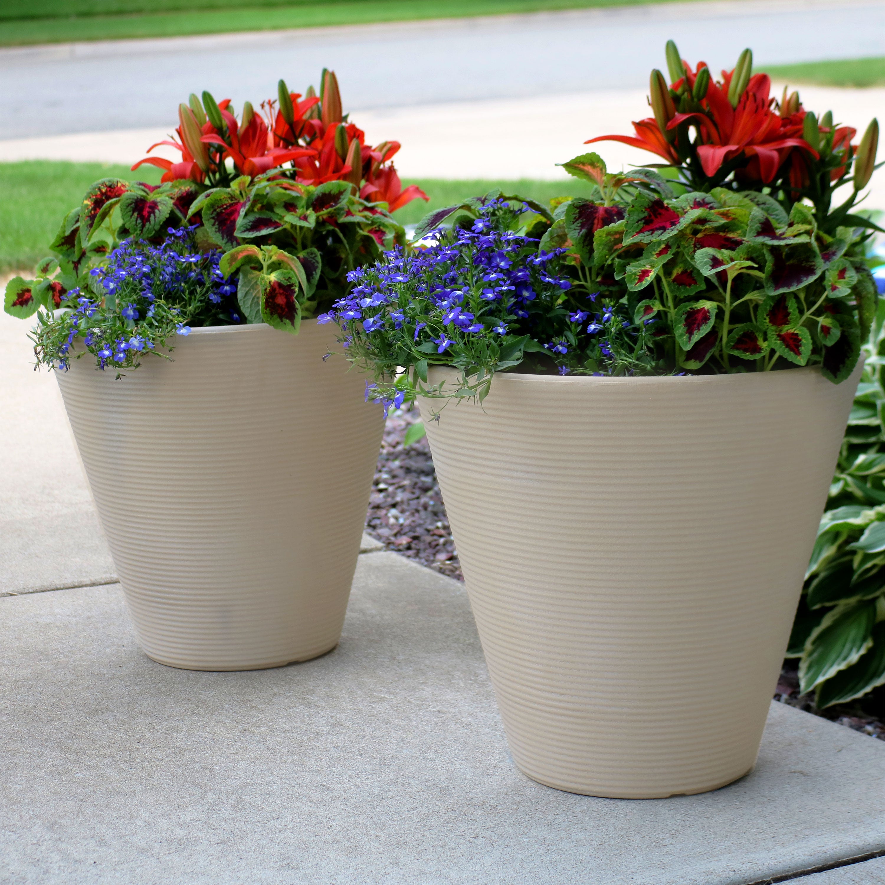 16 diameter plant pot Sunnydaze Walter Ribbed Cone Indoor/Outdoor Planter Pot, Antique White Finish, 16-Inch Diameter – Serenity Health & Home Decor