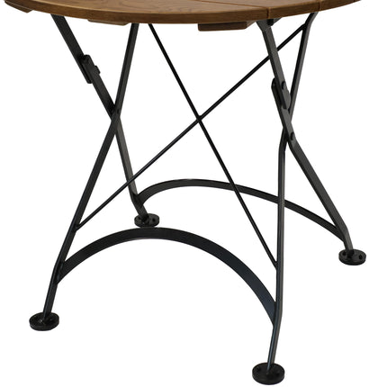 Sunnydaze European Chestnut Wood Folding Round Bistro Table, 32-Inch Diameter