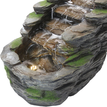 Sunnydaze Shale Falls Outdoor Fountain with LED Lights, 13-Inch