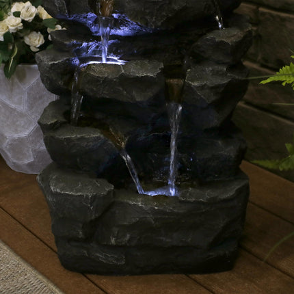 Sunnydaze Grotto Falls Water Fountain with LED Lights, 24-Inch
