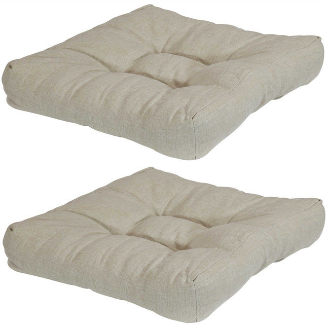 Sunnydaze Set of 2 Solid Color Tufted Outdoor Seat Cushions, Multiple Options Available
