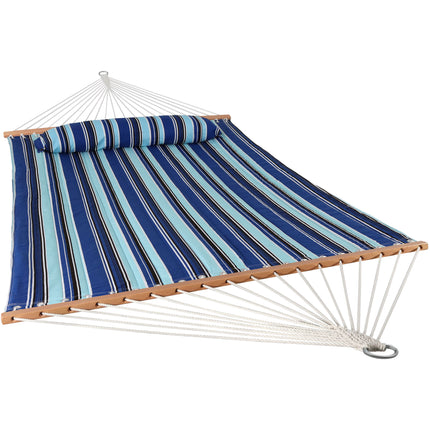 Sunnydaze 2 Person Quilted Fabric Hammock with Spreader Bars, Catalina Beach