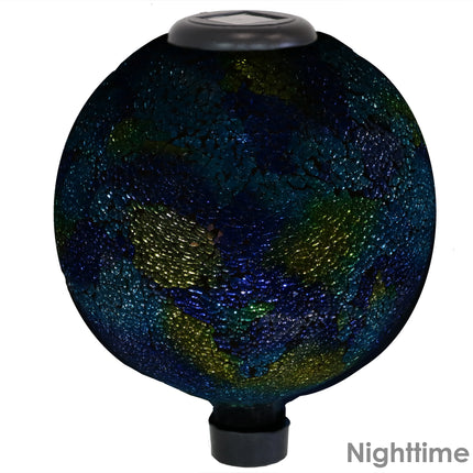 Sunnydaze Azul Terra Glass Mosaic Garden Gazing Globe with LED Solar Light, 10-Inch