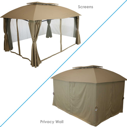 Sunnydaze 10 x 13 Foot Soft Top Patio Gazebo with Screens and Privacy Walls