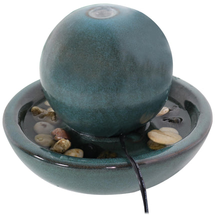 Sunnydaze Ceramic Orb Indoor Tabletop Water Fountain, 7 Inch