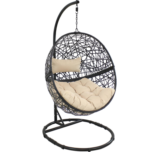 Sunnydaze Jackson Hanging Egg Chair with Steel Stand and Cushions, 81-Inch