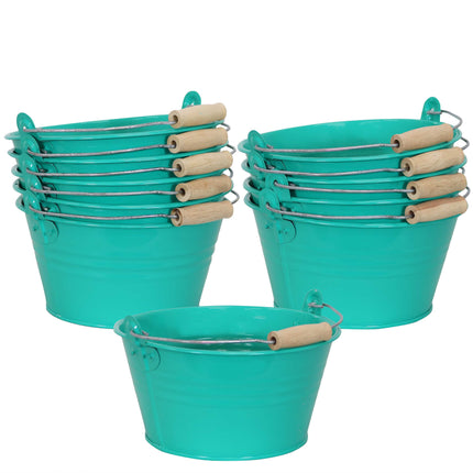 Sunnydaze Galvanized Steel Buckets with Handles - Set of 10 - Multiple Colors