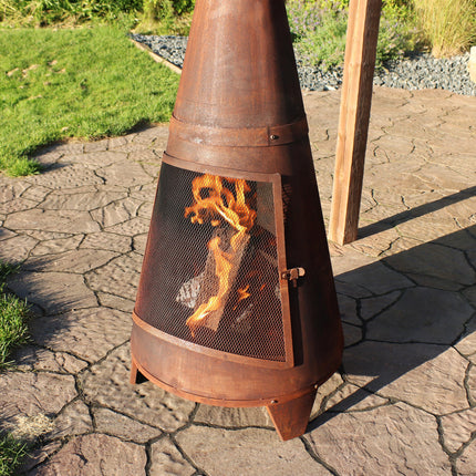 Sunnydaze Rustic Outdoor Wood-Burning Backyard Chiminea Fire Pit, 70-Inch