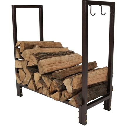 Sunnydaze 30 Inch Bronze Steel Indoor/Outdoor Firewood Log Rack