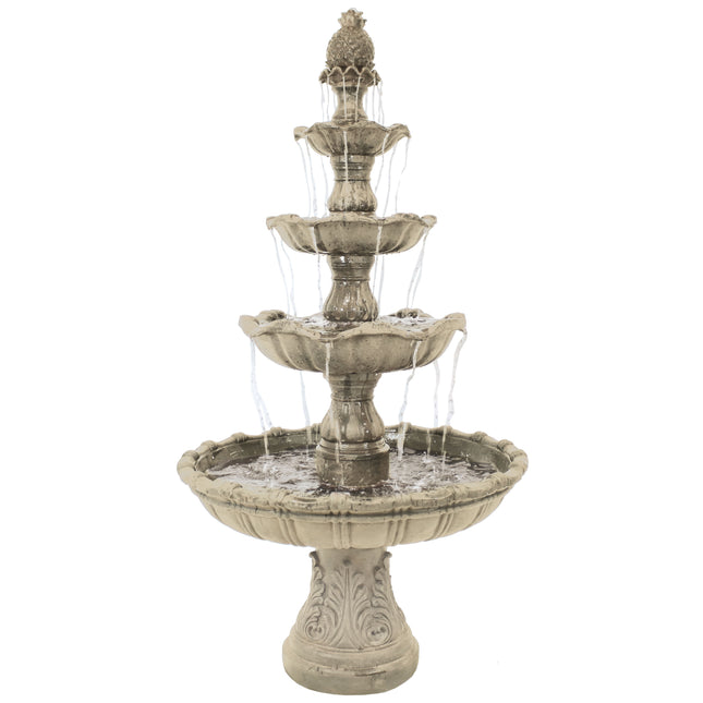 Sunnydaze 4-Tier Grand Courtyard Fountain, 80 Inch Tall, Earth Finish