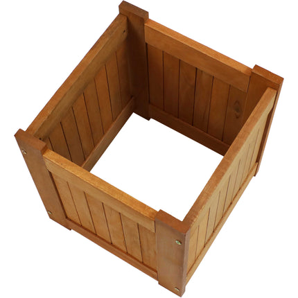 Sunnydaze Meranti Wood Outdoor Planter Box with Teak Oil Finish, 16-Inch