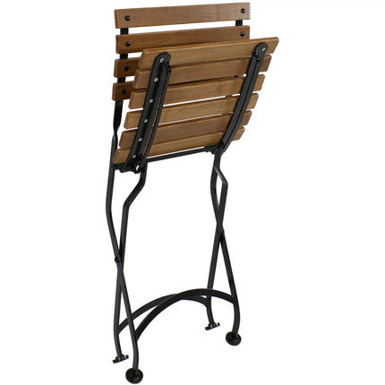 Sunnydaze Essential European Chestnut Wood 7-Piece Folding Table and Chairs Set
