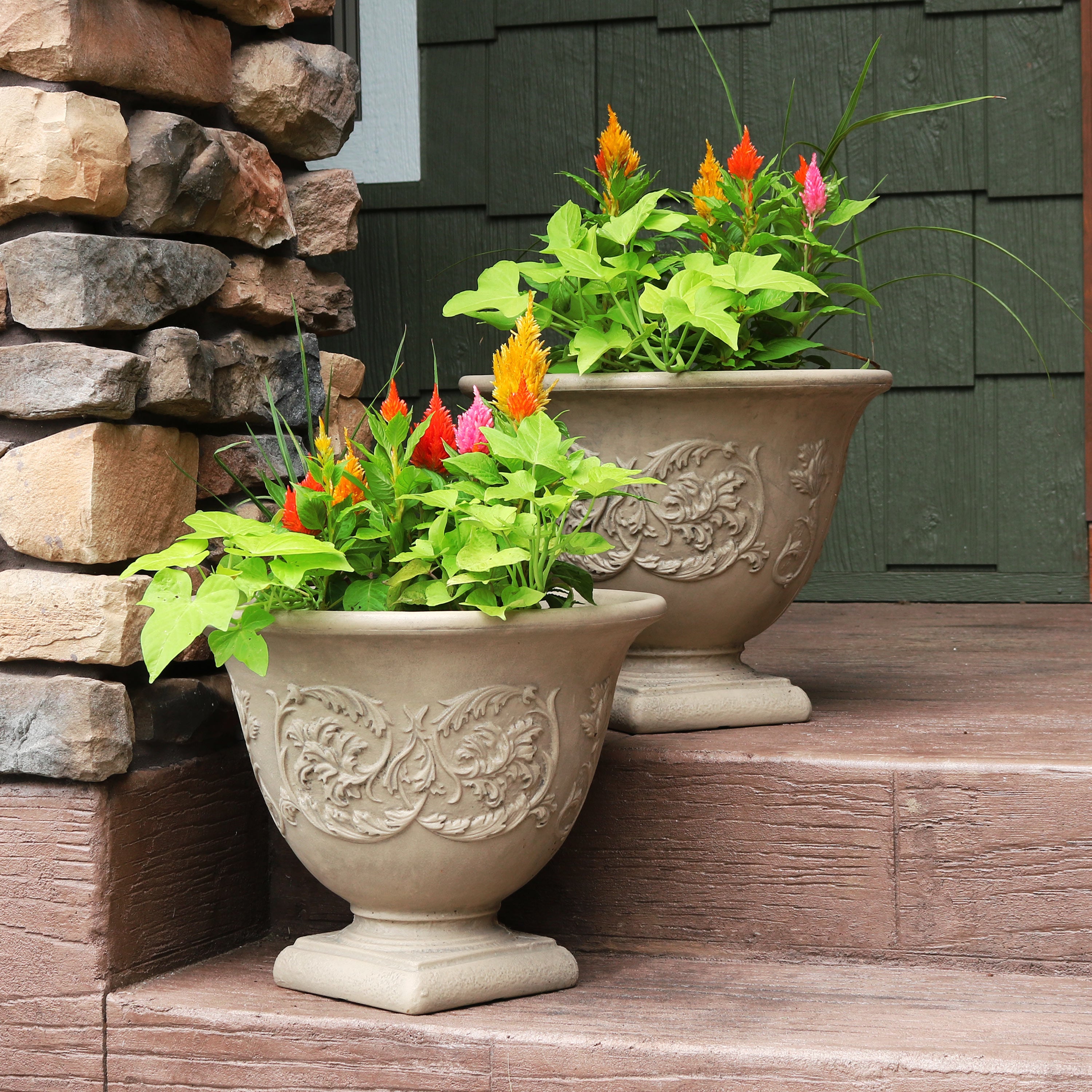16 inch pot for plants Sunnydaze Darcy Elegant Vines Indoor/Outdoor Planter Pot, 16-Inch Diameter – Serenity Health & Home Decor