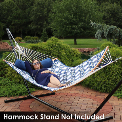 Sunnydaze Quilted 2-Person Hammock with Curved Bamboo Spreader Bars, Heavy-Duty 450-Pound Weight Capacity